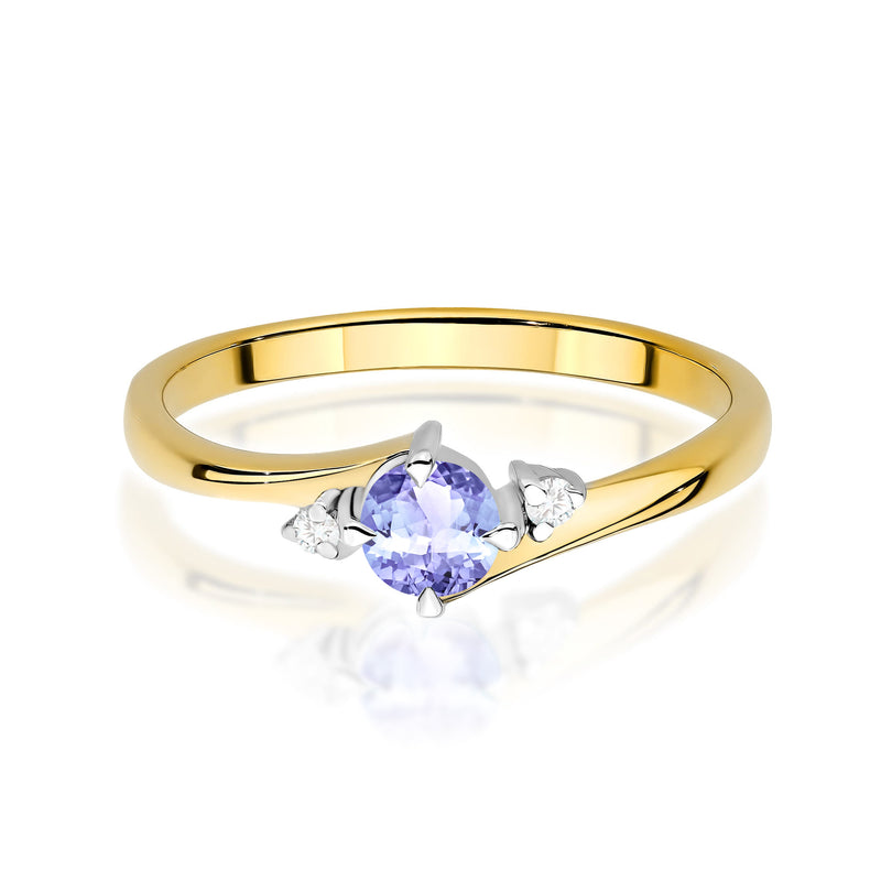 Inel Aur 9K cu Tanzanit 0.35 ct si Diamante Naturale 0.03 ct, imaginea 2 din 8