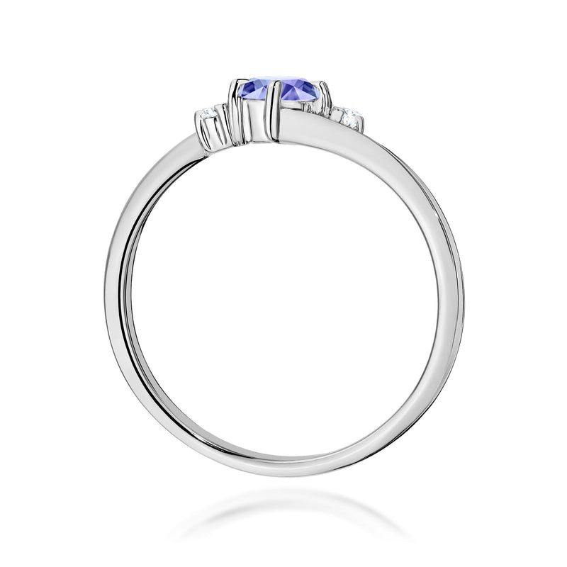 Inel Aur 9K cu Tanzanit 0.35 ct si Diamante Naturale 0.03 ct, imaginea 7 din 8