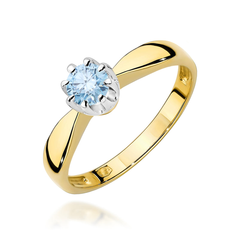Inel Aur 14K cu Diamant Albastru de Laborator 0.30 ct — Aur galben