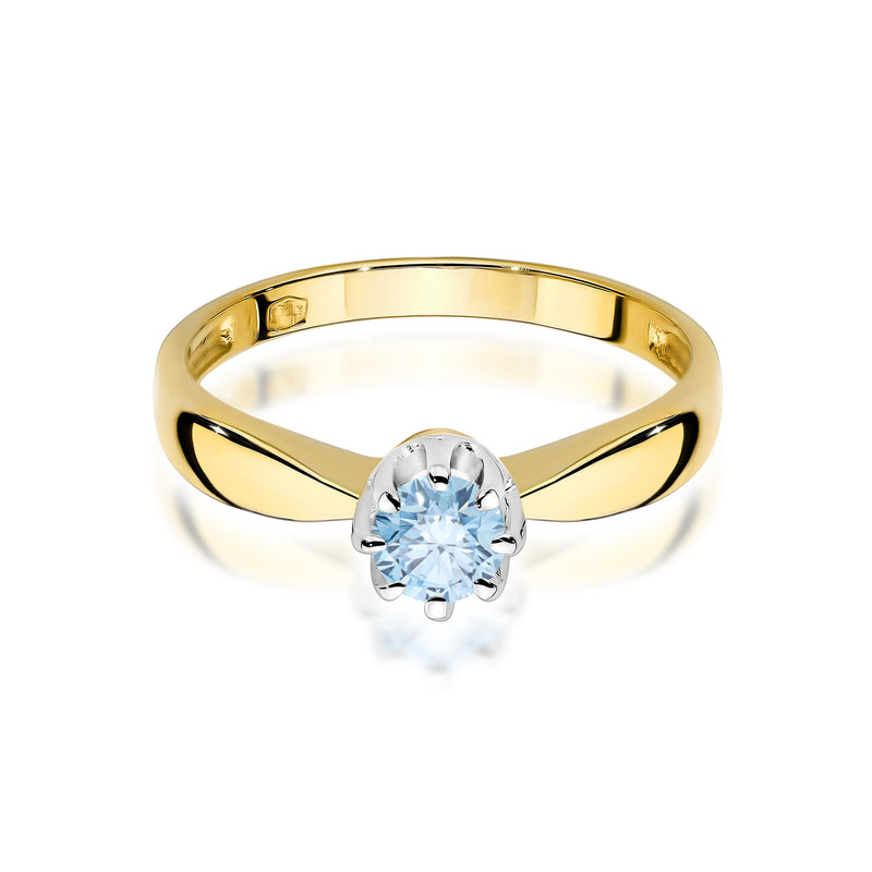 Inel Aur 14K cu Diamant Albastru de Laborator 0.30 ct, imaginea 2 din 12