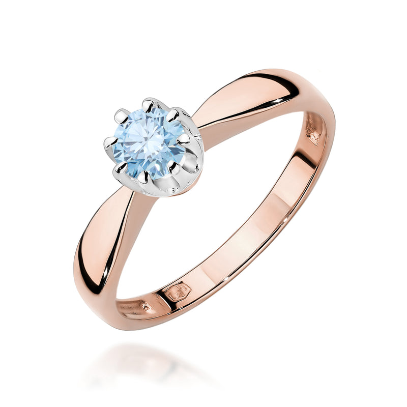 Inel Aur 14K cu Diamant Albastru de Laborator 0.30 ct, imaginea 5 din 12