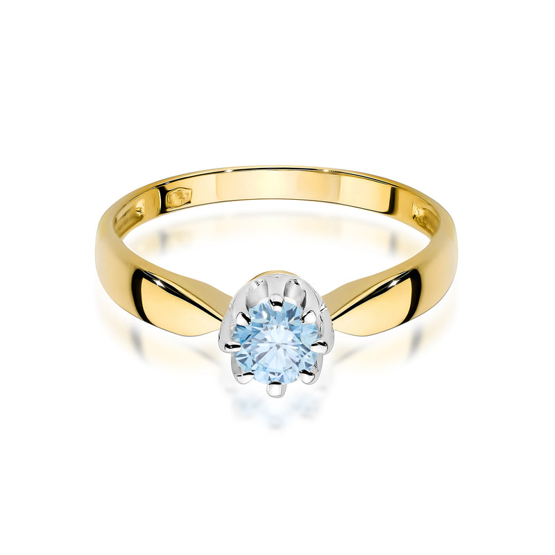 Inel Aur 14K cu Diamant Albastru de Laborator 0.50 ct, imaginea 2 din 9