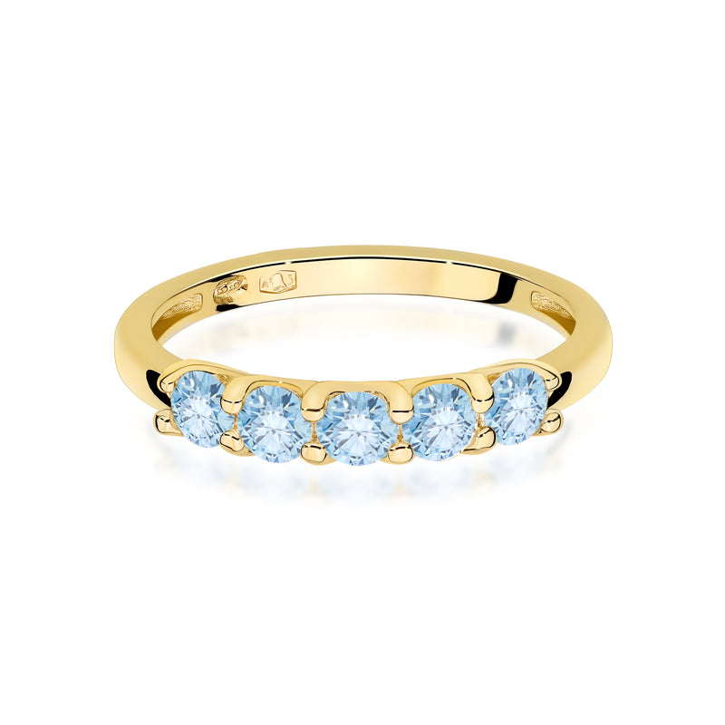 Inel Aur 14K cu Diamante Albastre de Laborator 0.50 ct, imaginea 2 din 12