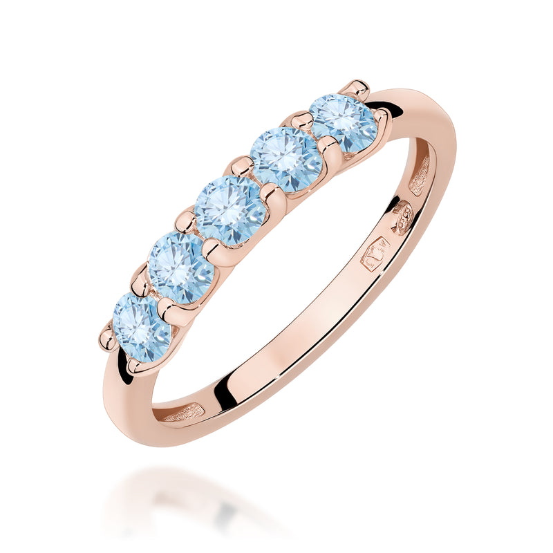 Inel Aur 14K cu Diamante Albastre de Laborator 0.50 ct, imaginea 5 din 12