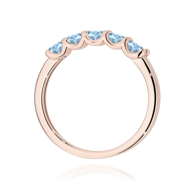 Inel Aur 14K cu Diamante Albastre de Laborator 0.50 ct, imaginea 7 din 12