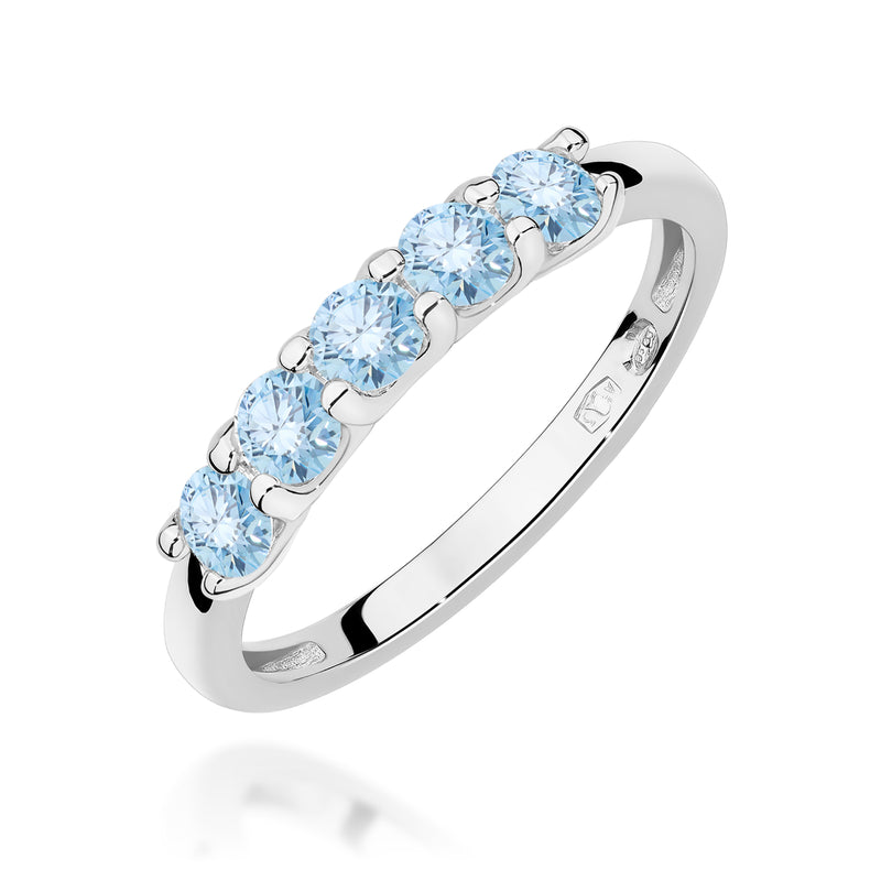 Inel Aur 14K cu Diamante Albastre de Laborator 0.50 ct, imaginea 9 din 12