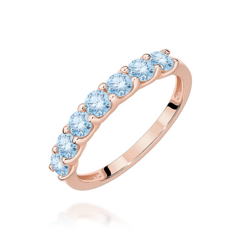 Inel Aur 14K cu Diamante Albastre de Laborator 0.70 ct, imaginea 5 din 12