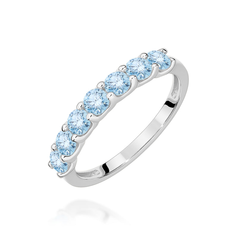 Inel Aur 14K cu Diamante Albastre de Laborator 0.70 ct, imaginea 9 din 12