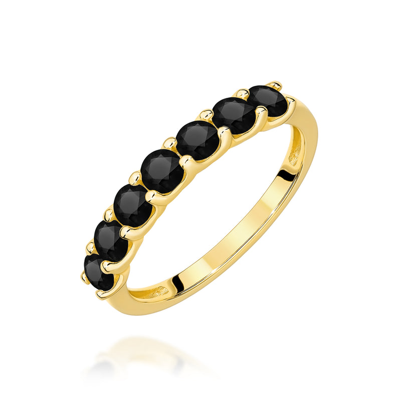 Inel Aur 9K cu Diamante Naturale Negre 0.84 ct — Aur galben