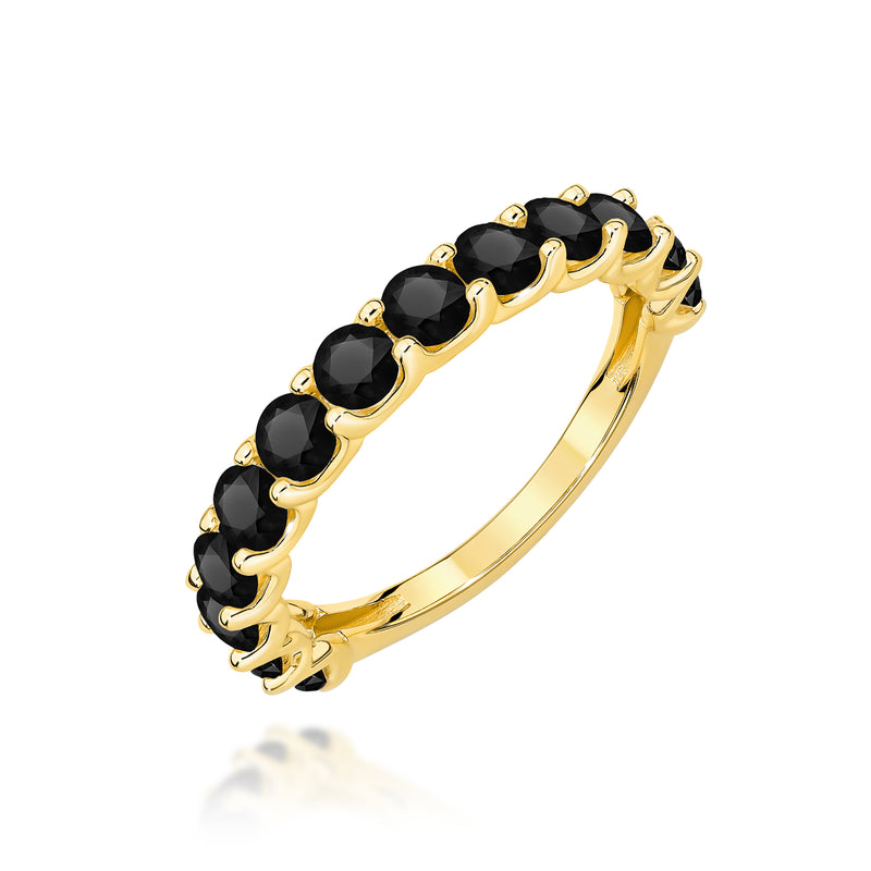 Inel Aur 9K cu Diamante Naturale Negre 1.56 ct — Aur galben