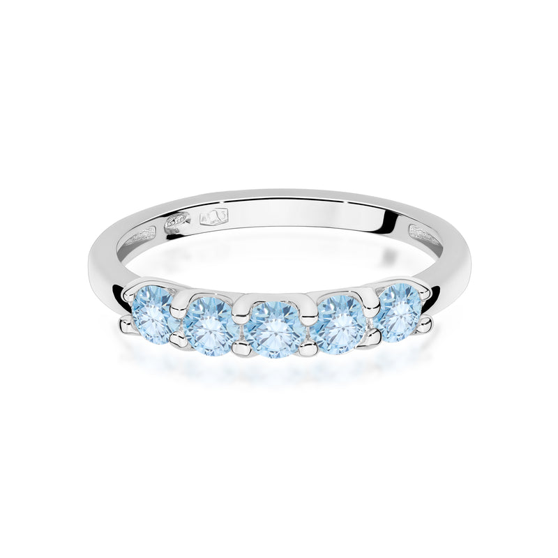 Inel Aur 9K cu Diamante Albastre de Laborator 0.50 ct, imaginea 6 din 8