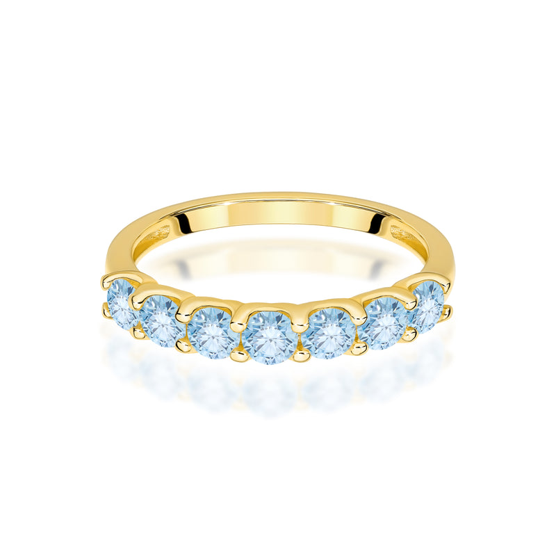 Inel Aur 9K cu Diamante Albastre de Laborator 0.70 ct, imaginea 2 din 8