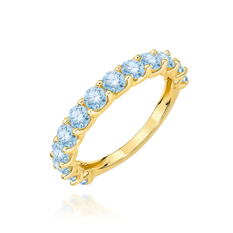 Inel Aur 9K cu Diamante Albastre de Laborator 1.30 ct — Aur galben