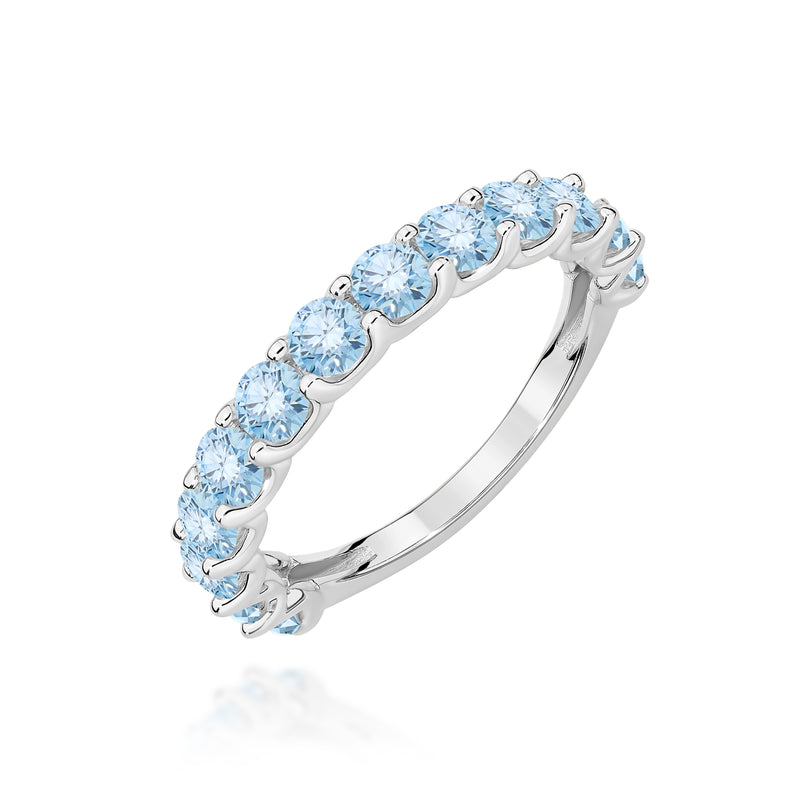 Inel Aur 9K cu Diamante Albastre de Laborator 1.30 ct, imaginea 5 din 8