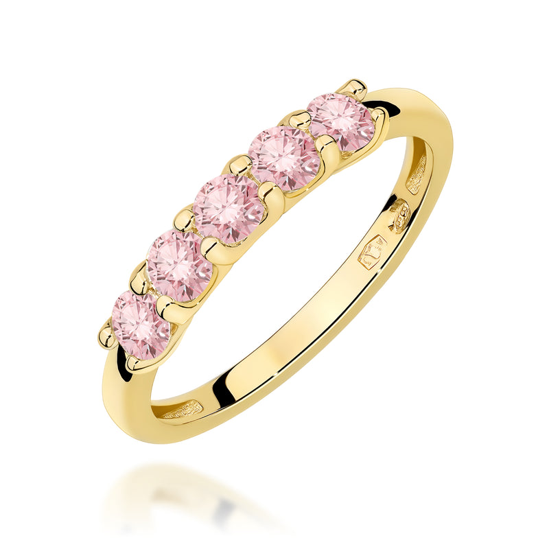 Inel Aur 9K cu Diamante Roz de Laborator 0.50 ct — Aur galben