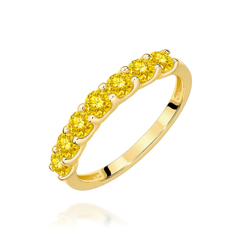 Inel Aur 9K cu Diamante Galbene de Laborator 0.70 ct — Aur galben
