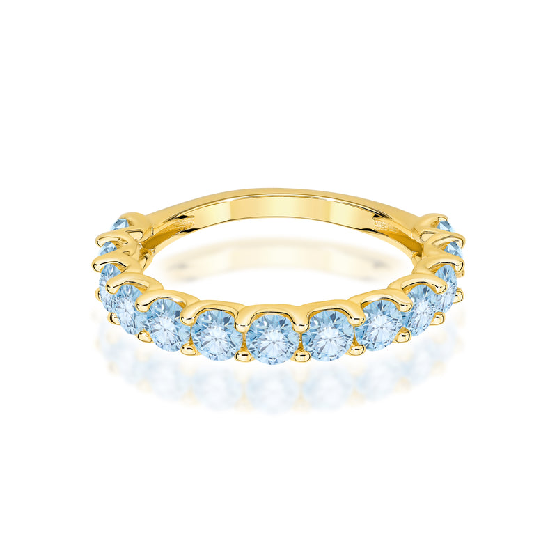 Inel Aur 14K cu Diamante Albastre de Laborator 1.30 ct, imaginea 2 din 12