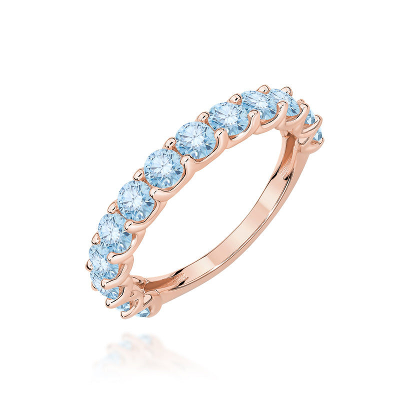 Inel Aur 14K cu Diamante Albastre de Laborator 1.30 ct, imaginea 5 din 12