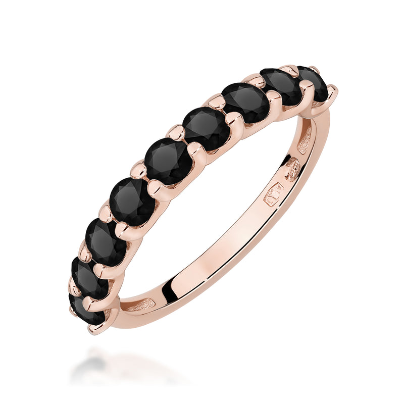 Inel Aur 14K cu Diamante Naturale Negre 1.08 ct, imaginea 5 din 12