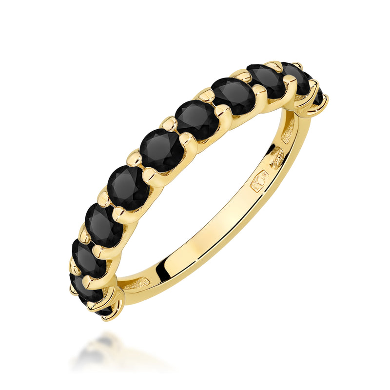 Inel Aur 14K cu Diamante Naturale Negre 1.32 ct — Aur galben