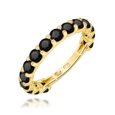 Inel Aur 14K cu Diamante Naturale Negre 1.80 ct