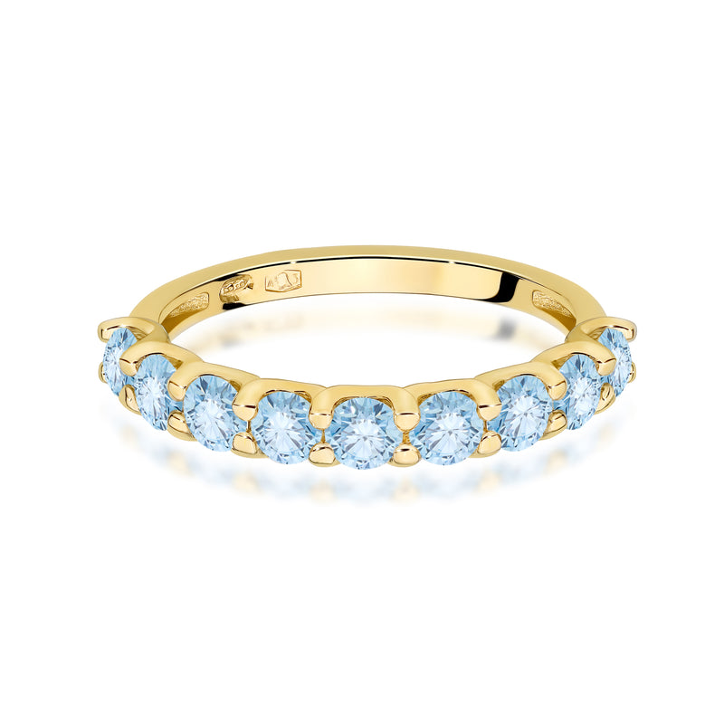 Inel Aur 14K cu Diamante Albastre de Laborator 0.90 ct, imaginea 2 din 12