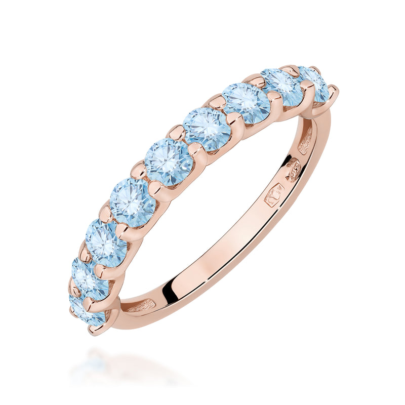 Inel Aur 14K cu Diamante Albastre de Laborator 0.90 ct, imaginea 5 din 12