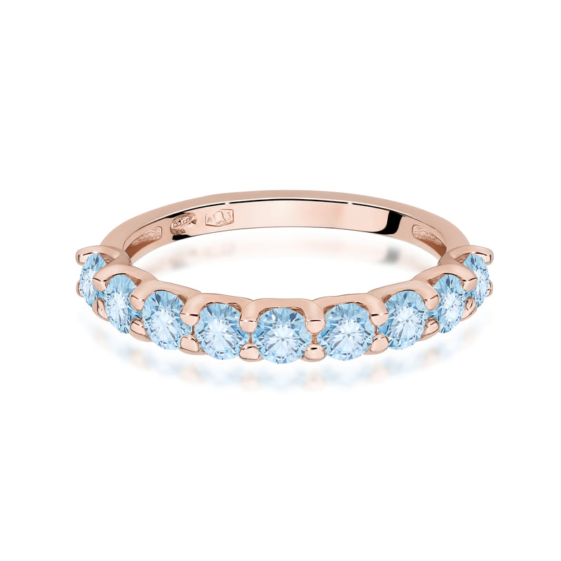 Inel Aur 14K cu Diamante Albastre de Laborator 0.90 ct, imaginea 6 din 12
