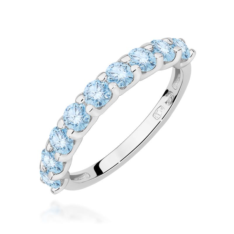 Inel Aur 14K cu Diamante Albastre de Laborator 0.90 ct, imaginea 9 din 12
