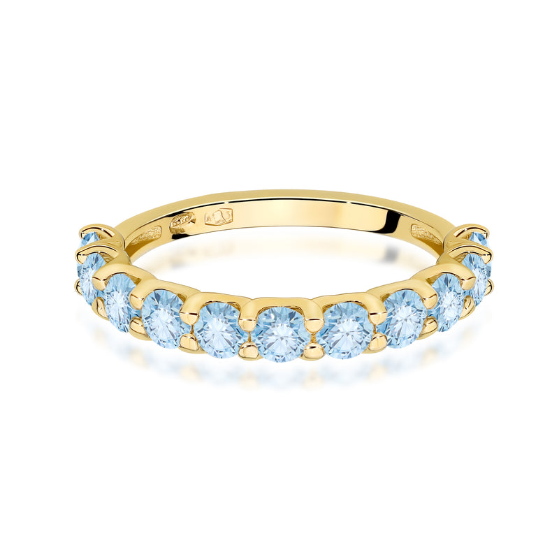 Inel Aur 14K cu Diamante Albastre de Laborator 1.10 ct, imaginea 2 din 12