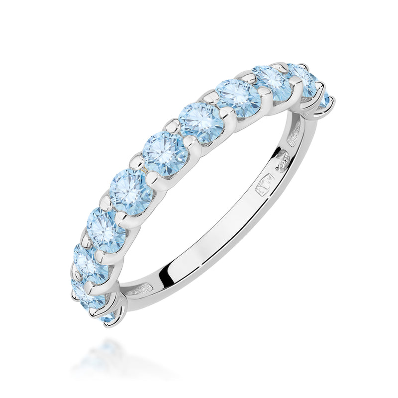 Inel Aur 14K cu Diamante Albastre de Laborator 1.10 ct, imaginea 9 din 12