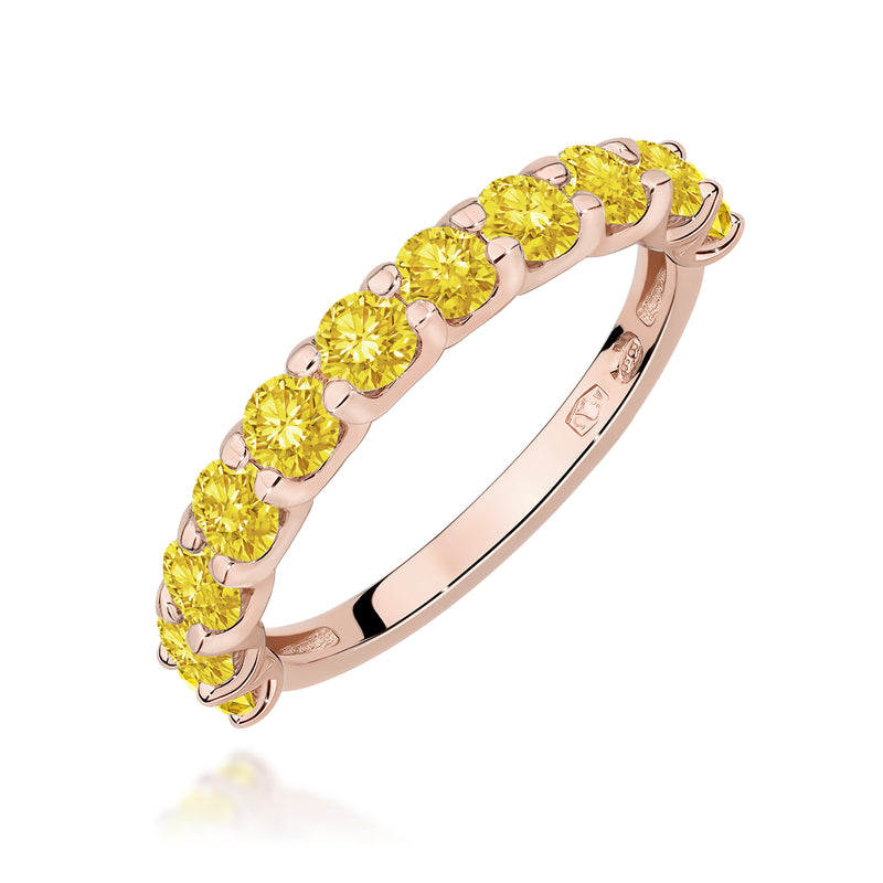 Inel Aur 14K cu Diamante Galbene de Laborator 1.10 ct, imaginea 5 din 12