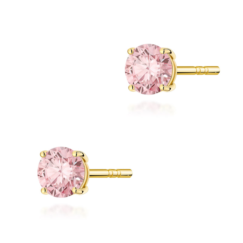 Cercei Aur 14K cu Diamant Roz de Laborator 0.50 ct — Aur galben