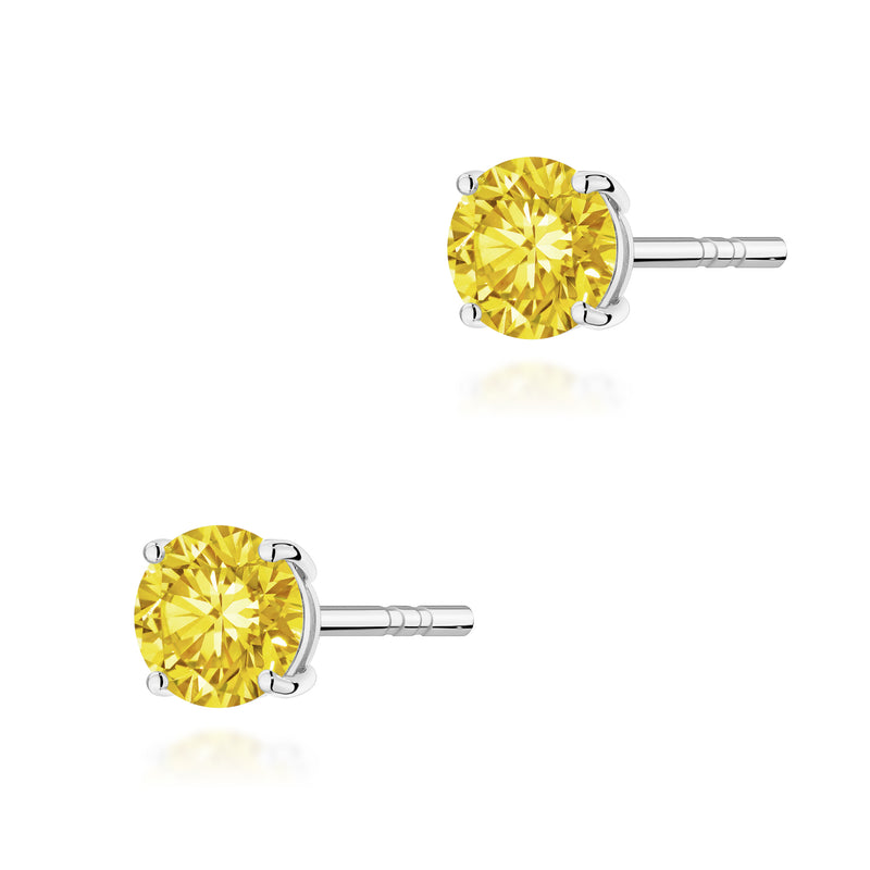 Cercei Aur 14K cu Diamant Galben de Laborator 0.50 ct, imaginea 7 din 9