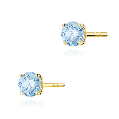 Cercei Aur 14K cu Diamant Albastru de Laborator 0.50 ct