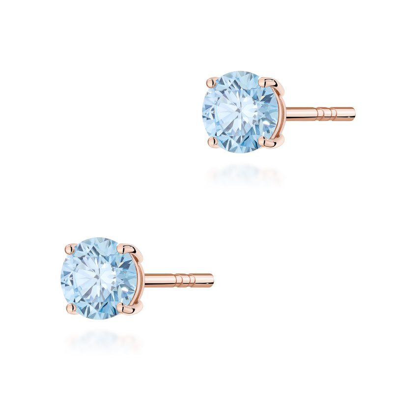 Cercei Aur 14K cu Diamant Albastru de Laborator 0.50 ct, imaginea 4 din 9